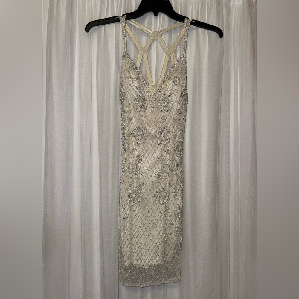 Primavera Couture Silver Floral Dress
